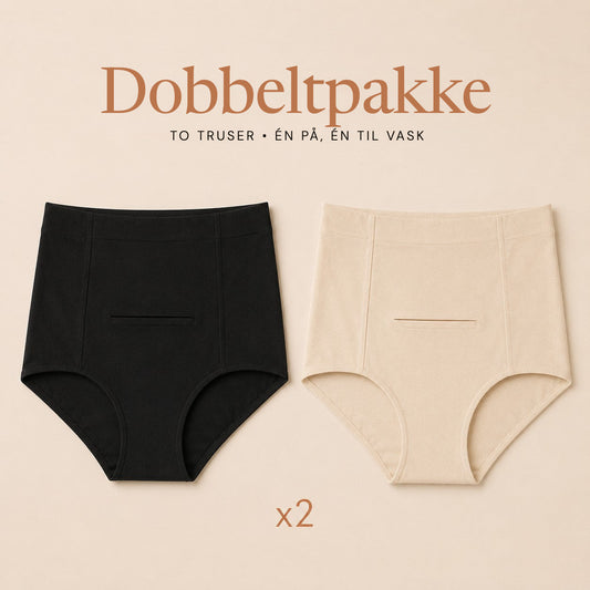 Relievoo Postpartum Soothing Briefs twin pack, two briefs included, one on and one in the wash rvpumpen rvhasar