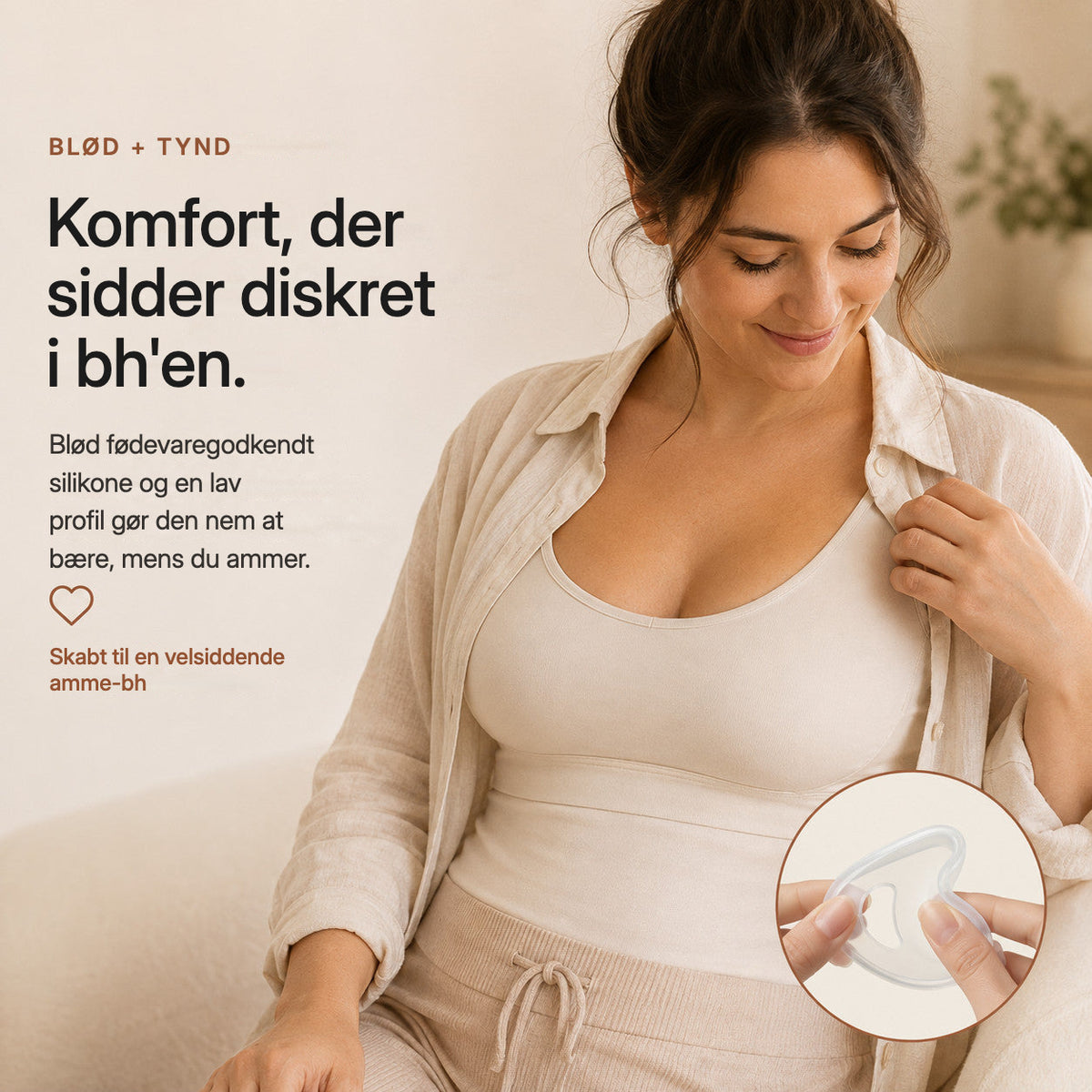Relievoo breast milk collector worn discreetly inside a nursing bra thanks to its low profile rvpumpen rvhasar