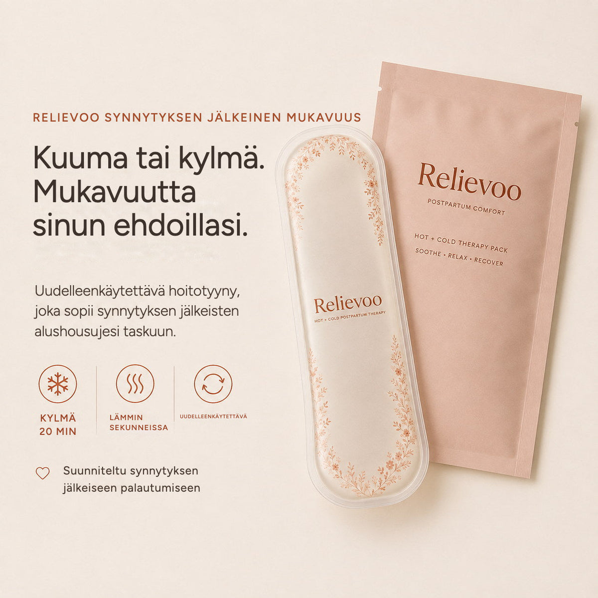 Relievoo perineal therapy pack and pouch: cold in about 20 minutes, warm in seconds, reusable rvpumpen rvhasar