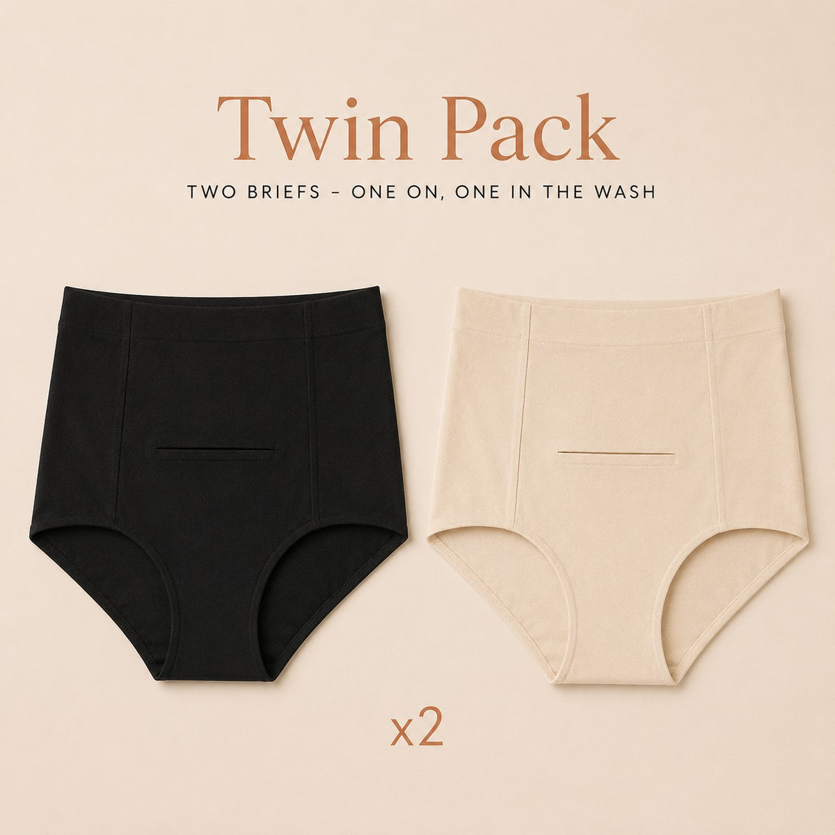 Doppelpack beruhigender Wochenbett-Slips von Relievoo, zwei Slips enthalten, einer am Körper und einer in der Wäsche rvpumpen