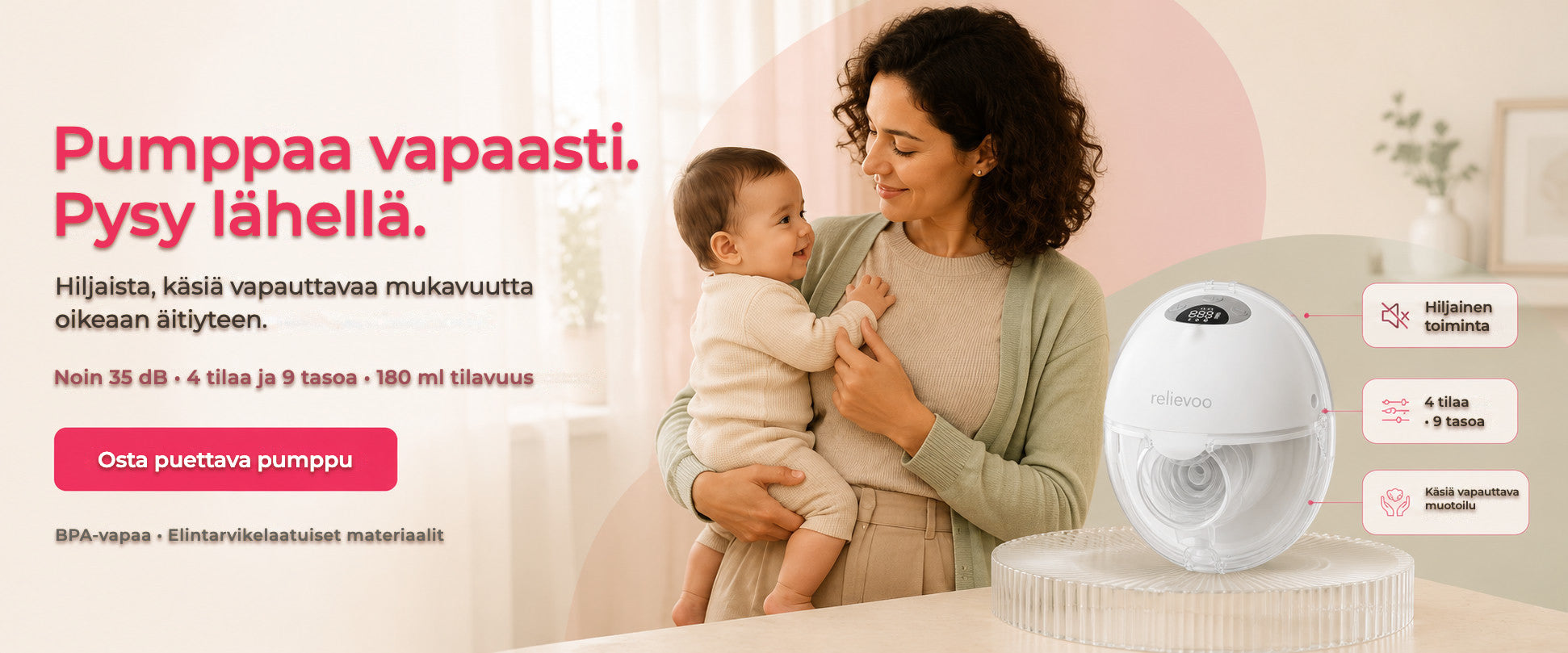 Relievoo M22 PRO2 wearable breast pump: quiet hands-free pumping, 4 modes and 12 levels